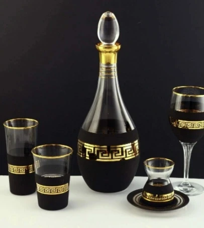 SOFRA TAKIMI ORGANİK BOYA BY ANTİK SİYAH ALTIN DEKOR 31 PARÇA 6 KİŞİLİK ürün görseli 1