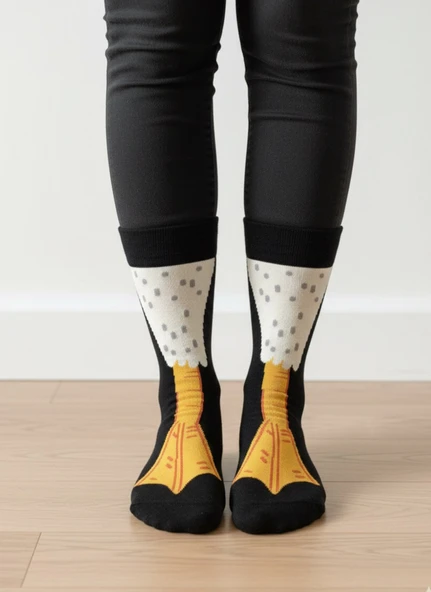 Ördek Ayağı Desenli Unisex Soket Çorap (1 Çift) – Eğlenceli Funny Socks Premium Kalite - Resim 3