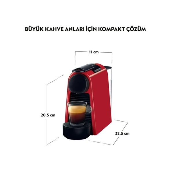 Nespresso Essenza Mini D30 Red Kahve Makinesi, Kırmızı - Resim 5