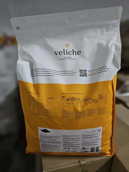 VELİCHE BELÇİKA BİTTER PUL ÇİKOLATA %54   10KG - Resim 2