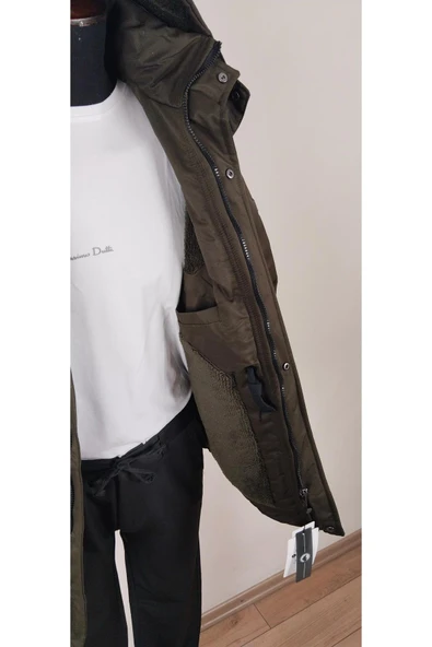 İÇİ KÜRKLÜ KAPŞONLU KIŞLIK PALTO - Resim 12