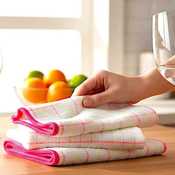 Technow Mikrofiber Mutfak ve Genel Temizlik Bezi 40*40 cm Leke Tutmaz Koku Yapmaz( 3 Adet) - Resim 2