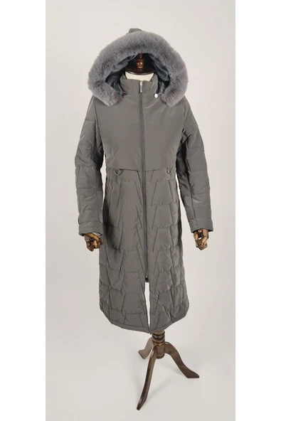 NOVA KUMAŞ ARA BEDEN KALIN UZUN KADIN PALTO KABAN - Resim 2