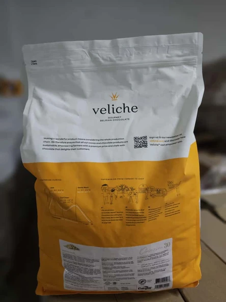 VELİCHE BELÇİKA BEYAZ PUL ÇİKOLATA %30   10KG - Resim 2