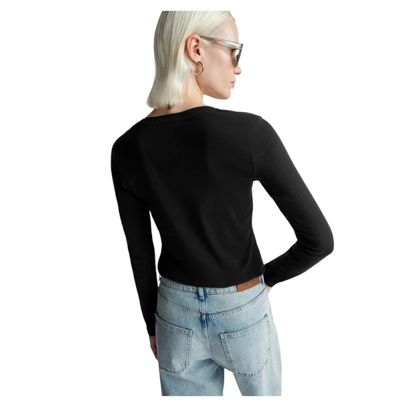 Kadın Uzun Kollu T-shirt 3GA2E4245 - Resim 9