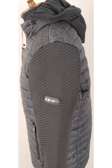 Örme kollu şişme mont - Resim 10