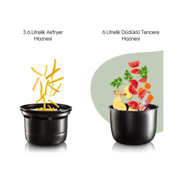 M06 Maxi Cooker Plus 2 In 1 Sıcak Hava Fritözü ve Düdüklü Tencere (Yui Türkiye Garantili) - Resim 2