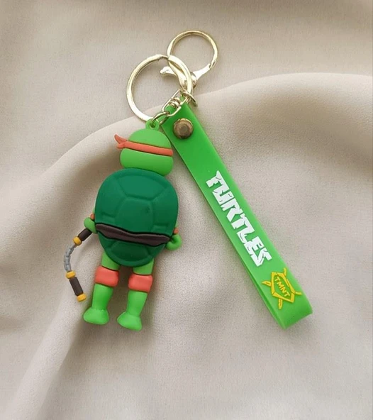 Silikon Anahtarlık Ninja Kaplumbağalar Michelangelo Karakter Figür Çanta Süsü Oyuncak - Resim 3