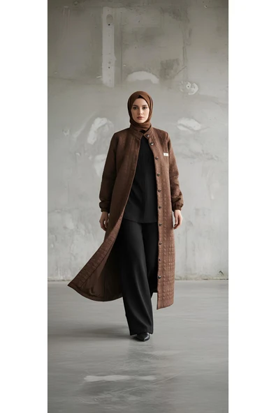 TAM BOY TESETTÜR KAPİTONE UZUN KOLLU DÜĞMELİ FERACE - Resim 7