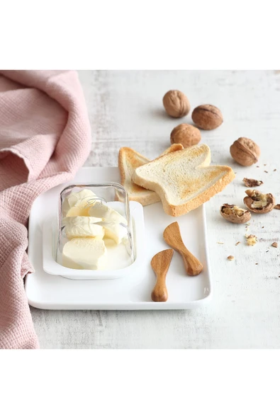 Lav Pera Cam Saklama Kabı Tekli Küçük Boy 405 ml Beyaz Plastik Kapaklı (Tereyağlık ) ürün görseli 1