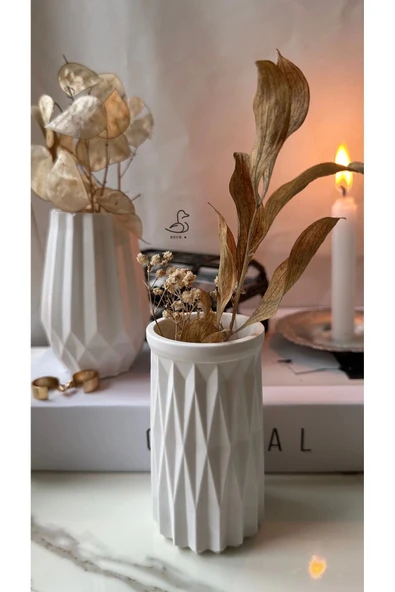 Geometrik Desenli Vazo Set 3’lü 12 CM - Resim 4