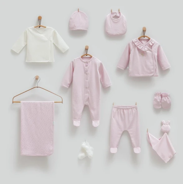 Caramell %100 Pamuk Cute Rabbit 10'lu Hastane Çıkış Seti CRML.ZK1474 - Resim 2