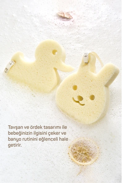 Bebek Banyo Süngeri Seti - Ördek & Tavşan ürün görseli 1