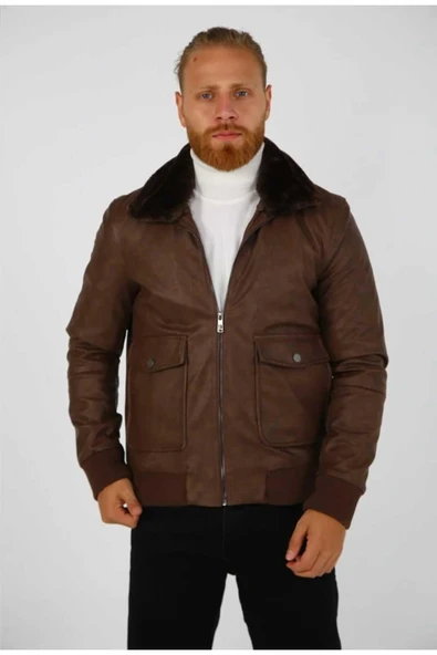 KÜRK YAKALI PİLOT DERİ MONT - Resim 10