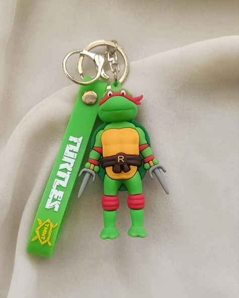 Silikon Anahtarlık Ninja Kaplumbağalar Raphael  Karakter Figür Çanta Süsü Oyuncak - Resim 4