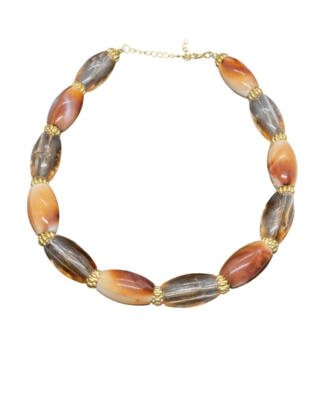 ? Kahve ve Amber Tonu Akrilik Kolye — Sıcak ve Soğuk Renklerin Eşsiz Uyumu ürün görseli 1