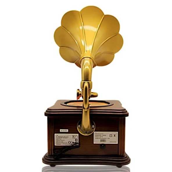 Nostaljik Radyo Gramofon Tasarımlı USB Bluetooth Hoparlör FM Radyo Şarjlı - Resim 3