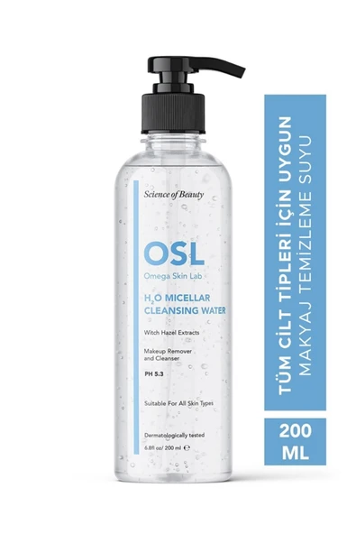 OSL Omega Skin Lab H2o Micellar Cleanser Water 200ml (MAKYAJ VE YÜZ TEMİZLEME SUYU) ürün görseli 1