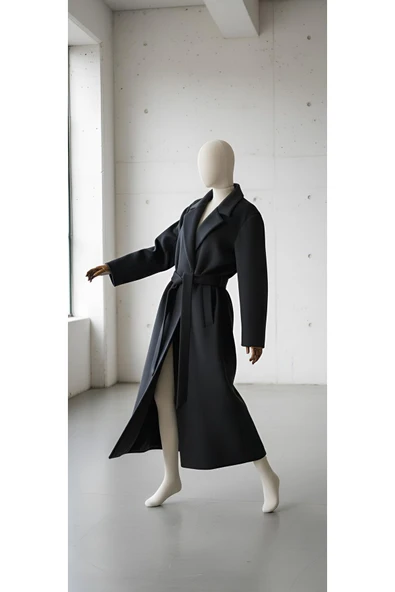 MAXİ UZUN ÇOK KALIN KUŞAKLI KAŞE KABAN - Resim 5