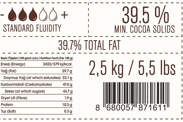 SÜTLÜ PUL ÇİKOLATA %39,5 - pastacılık - çikolata - damla - drop - pul - eritme - kuvertur - Resim 3