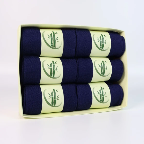 6'lı Premium Unisex Lacivert Bambu Soket Çorap Seti – Kutulu - Resim 5