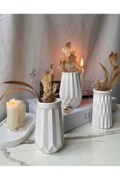 Geometrik Desenli Vazo Set 3’lü 12 CM ürün görseli 1