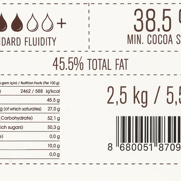 BEYAZ PUL ÇİKOLATA %38,5 - pastacılık - çikolata - damla - drop - pul - eritme - kuvertur - Resim 2