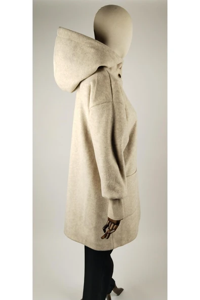 KAPUŞONLU DÜĞMELİ STANDART BEDEN ANGORA KALIN KABAN 44 BEDENE KADAR UYUM SAĞLAR OVERSİZE KESİM - Resim 4