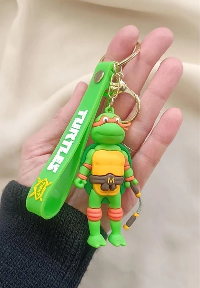 Silikon Anahtarlık Ninja Kaplumbağalar Michelangelo Karakter Figür Çanta Süsü Oyuncak - Resim 2