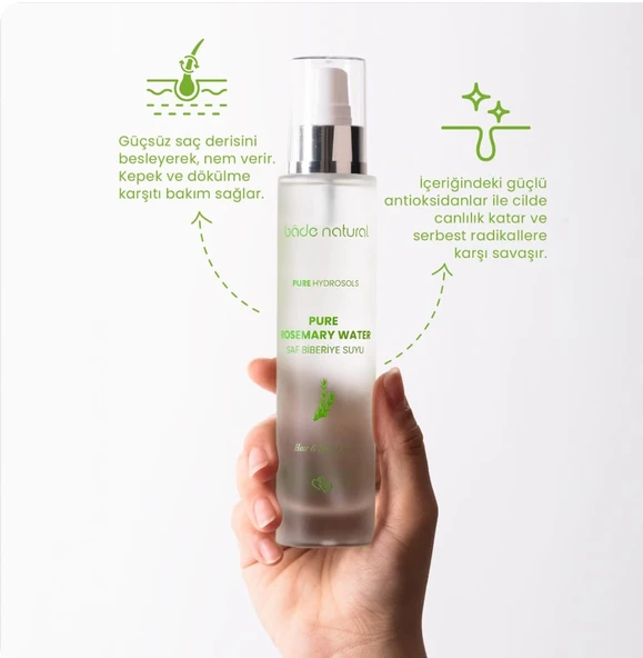 BADE NATURAL Biberiye Suyu Dökülme Karşıtı ve Saç Uzamasını Destekleyici Saç Toniği %100 Doğal ve Saf 100 ml - Resim 4