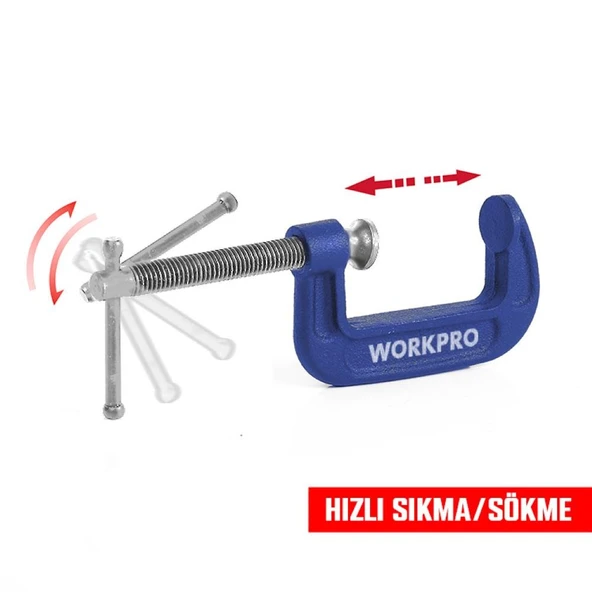 WORKPRO WP232017 50mm G Tipi İşkence - Resim 2