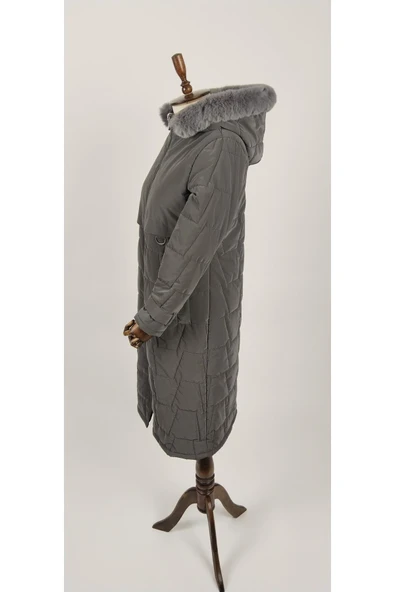 NOVA KUMAŞ ARA BEDEN KALIN UZUN KADIN PALTO KABAN - Resim 11