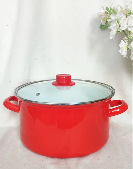 EBRULİEMAYE Turuncu Emaye derin Tencere 3,4 litre 22 cm çap süt yoğurt çorba reçel tenceresi - Resim 2