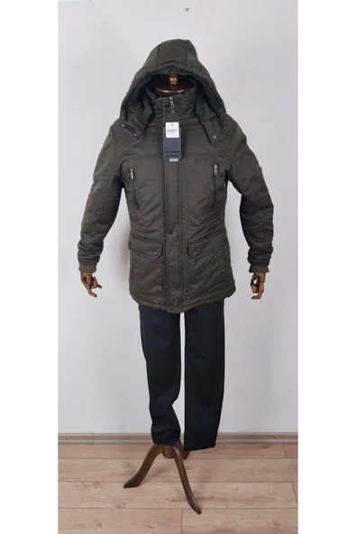 İÇİ KÜRKLÜ KAPŞONLU KIŞLIK PALTO - Resim 10