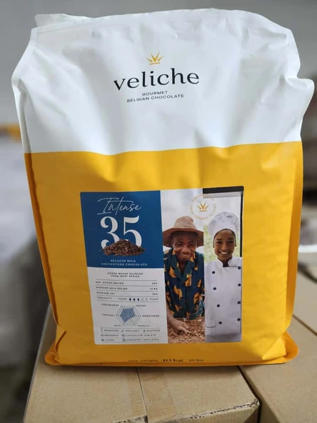VELİCHE BELÇİKA SÜTLÜ PUL ÇİKOLATA %35   10KG ürün görseli 1