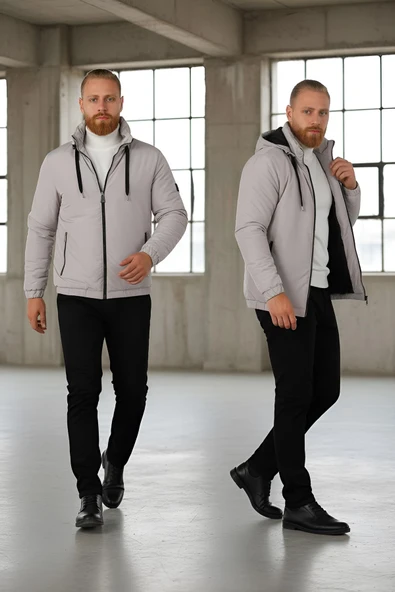 GİZLİ KAPŞONLU ERKEK KALIN MONT - Resim 4