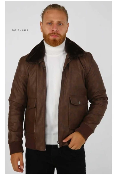 KÜRK YAKALI PİLOT DERİ MONT - Resim 12