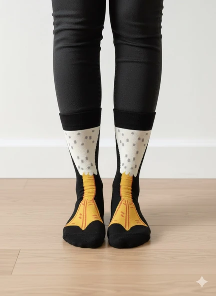 Ördek Ayağı Desenli Unisex Soket Çorap (1 Çift) – Eğlenceli Funny Socks Premium Kalite - Resim 2