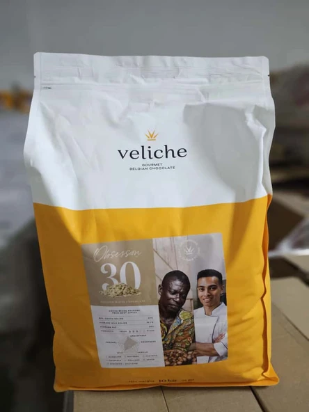VELİCHE BELÇİKA BEYAZ PUL ÇİKOLATA %30   10KG ürün görseli 1