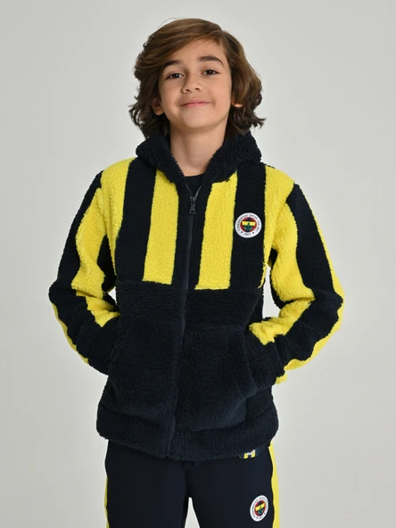 Fenerbahçe S.K. 25/26 Tribün Çubuklu Peluş Mont Çocuk Sweatshirt ürün görseli 1