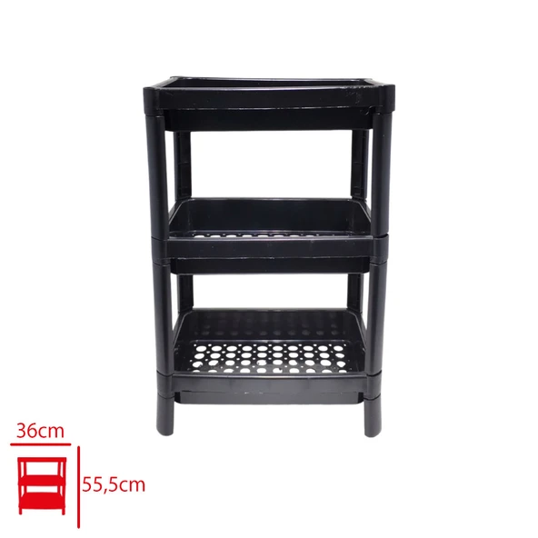 PERA DİKDÖRTGEN RAF 3 KATLI SİYAH HR1803 ürün görseli 1