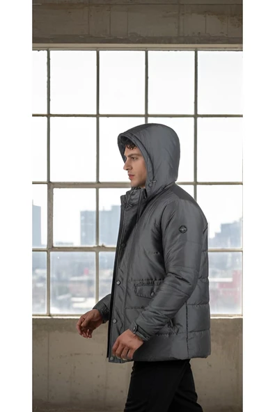 ERKEK PREMİUM ÇIKARILABİLİR KAPÜŞONLU UZUN MONT PALTO ürün görseli 1