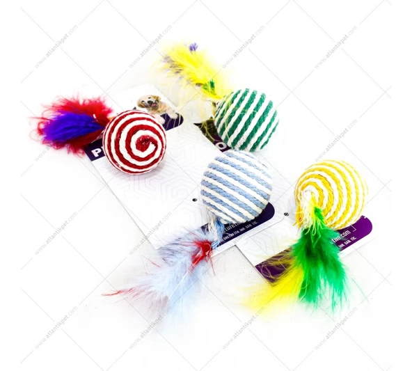 Sesli Hasır Kedi Topu Kedi Oyuncağı ürün görseli 1