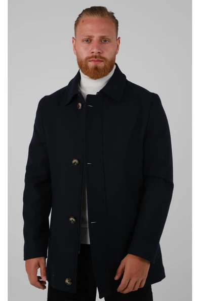 KLASİK YAKA KAŞE ERKEK KABAN - Resim 6