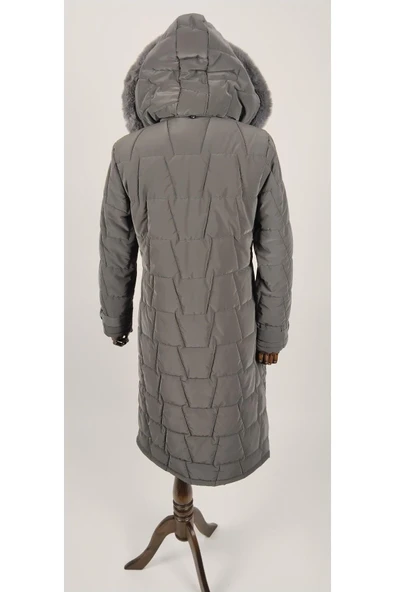 NOVA KUMAŞ ARA BEDEN KALIN UZUN KADIN PALTO KABAN - Resim 4