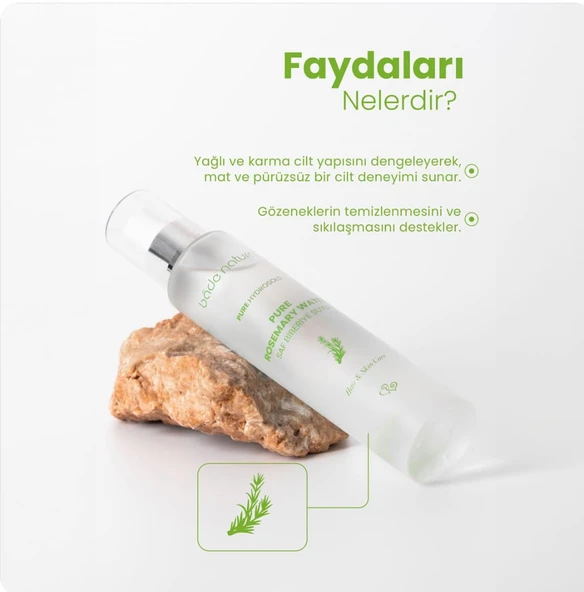 BADE NATURAL Biberiye Suyu Dökülme Karşıtı ve Saç Uzamasını Destekleyici Saç Toniği %100 Doğal ve Saf 100 ml - Resim 3