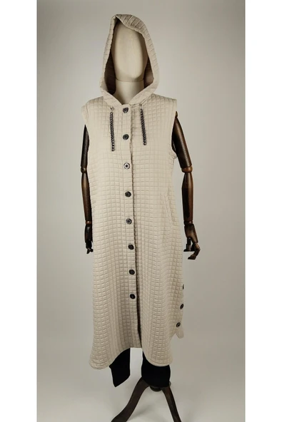 ZİNCİR DETAYLI TESETTÜR KAPİTONE YELEK - Resim 5