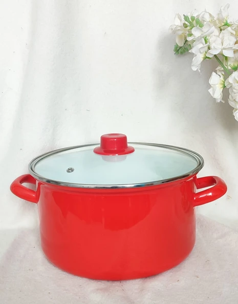 EBRULİEMAYE Turuncu Emaye derin Tencere 3,4 litre 22 cm çap süt yoğurt çorba reçel tenceresi ürün görseli 1