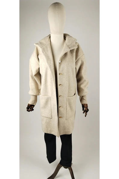 KAPUŞONLU DÜĞMELİ STANDART BEDEN ANGORA KALIN KABAN 44 BEDENE KADAR UYUM SAĞLAR OVERSİZE KESİM - Resim 6