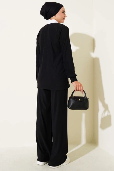 Gömlek Yaka Fitilli Salaş İkili Takım siyah - Resim 4